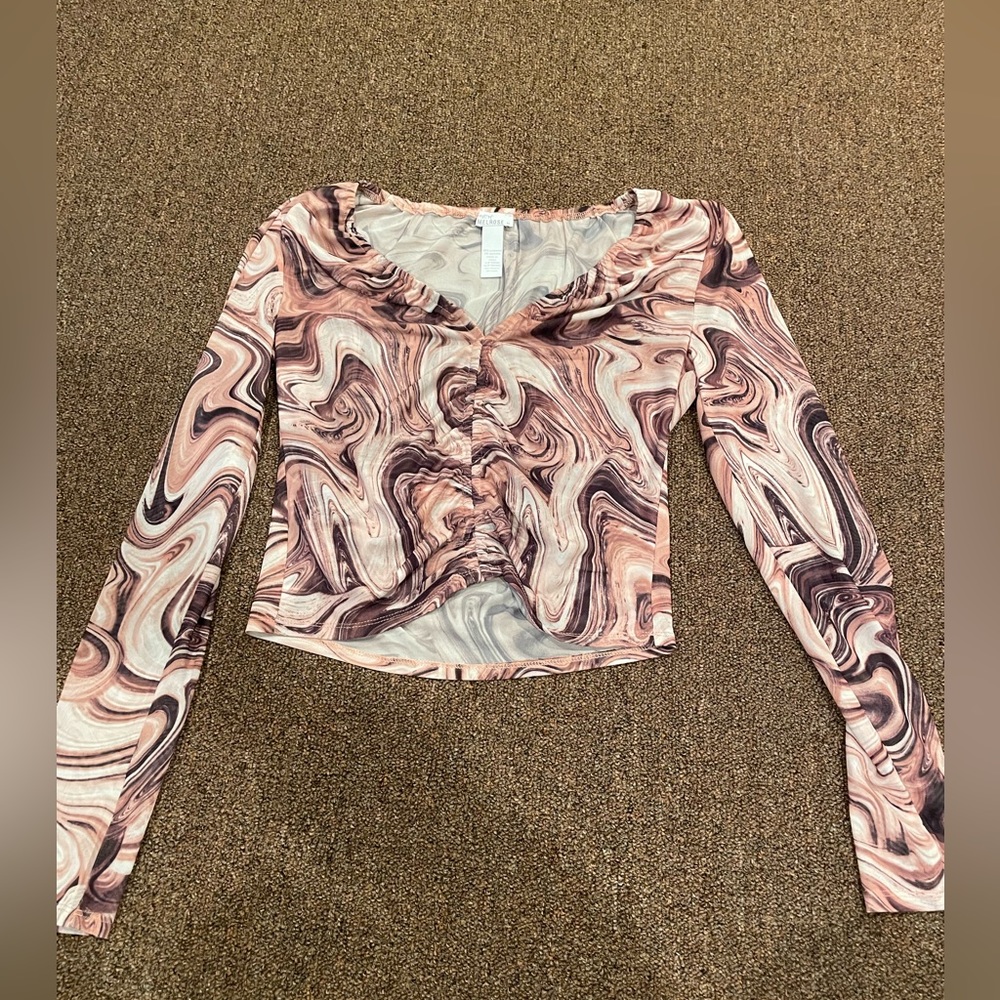 Tilly’s-West of Melrose Long Sleeve Mesh Crop Top